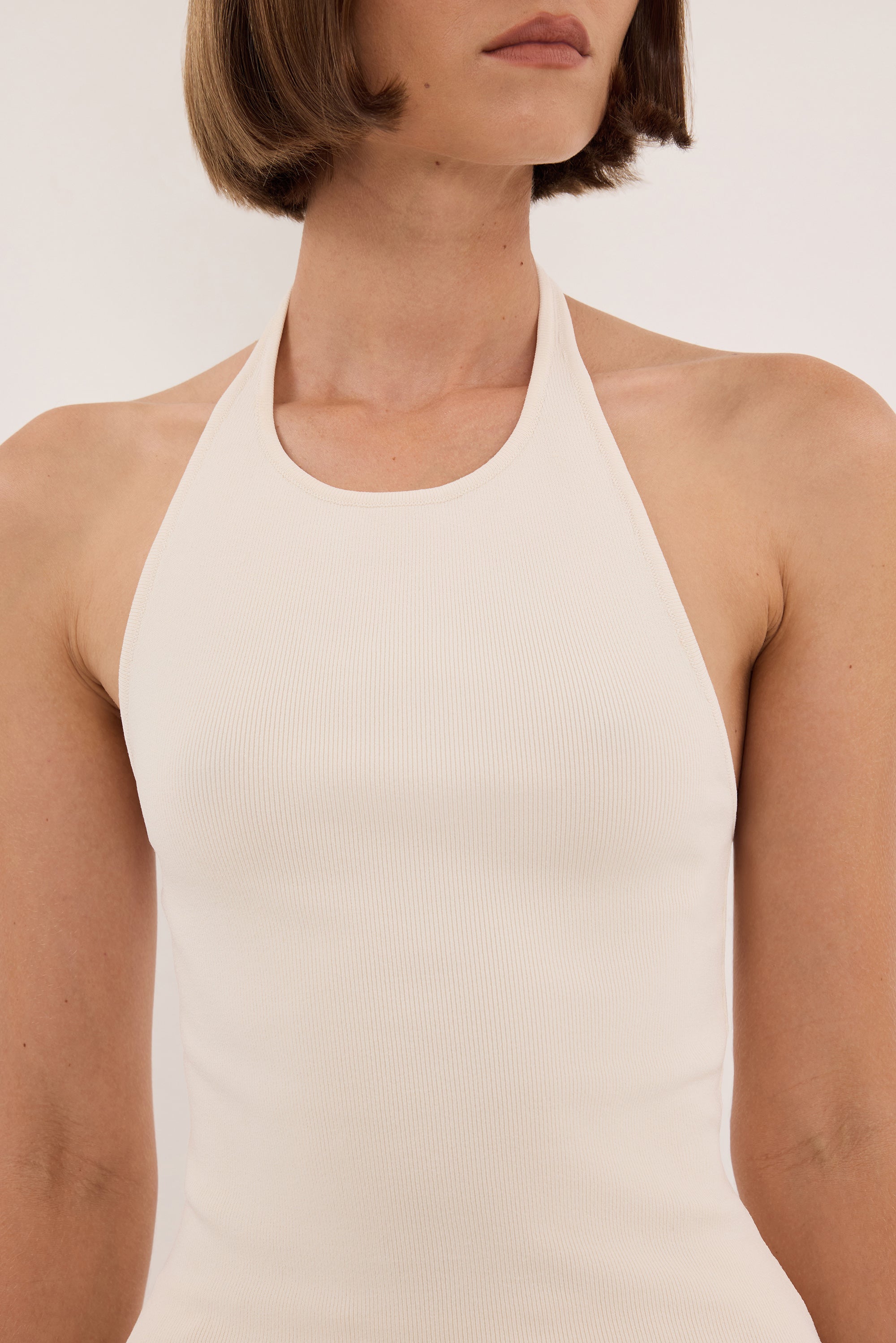 NYRA MILK LONGLINE HALTER TOP