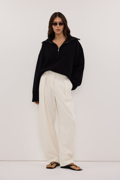 Helena  wearing SHILOH BLACK QUARTER ZIP JUMPER - PRE ORDER