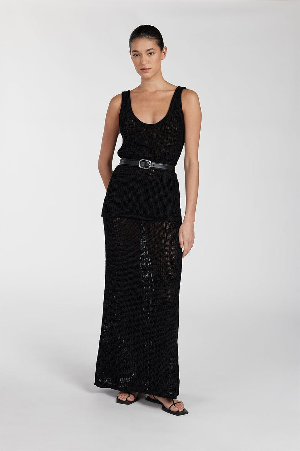 MARGOT BLACK SCOOP CROCHET TANK Clothing DISSH Boutiques 