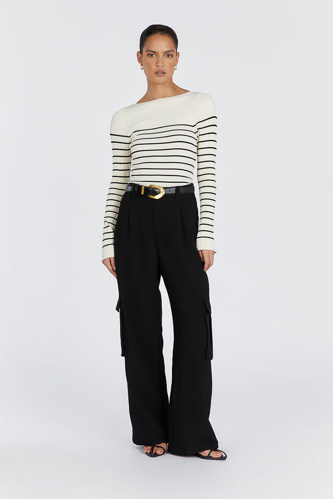 BILLIE CREAM STRIPE KNIT TOP | Dissh