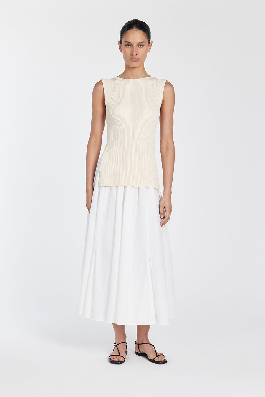 SOFIA CREAM LONGLINE KNIT TOP Clothing DISSH Boutiques 