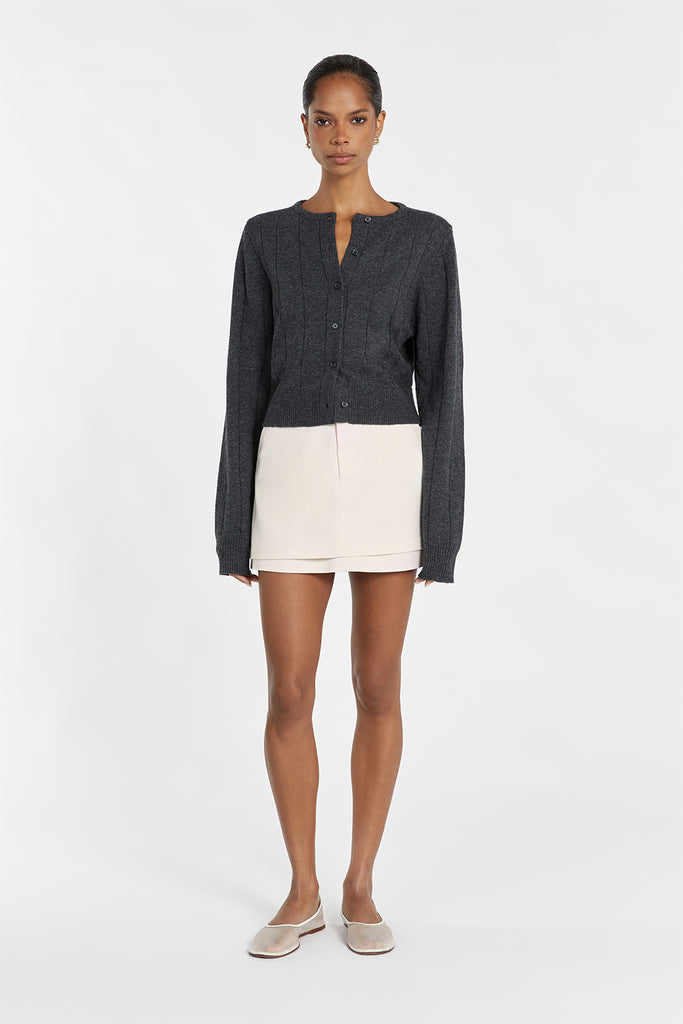 LEVI CHARCOAL MARLE KNIT CARDIGAN | Dissh