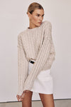 CASEY CHALK MARLE CABLE KNIT JUMPER