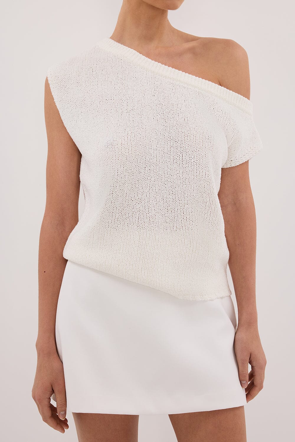 KERRY OFF WHITE ASYM KNIT TOP Clothing DISSH Boutiques 