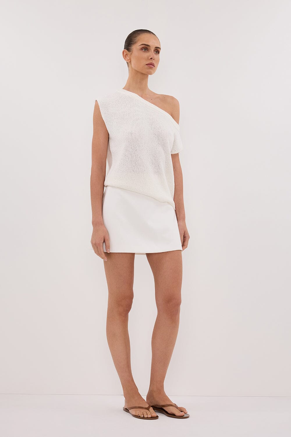 KERRY OFF WHITE ASYM KNIT TOP Clothing DISSH Boutiques 