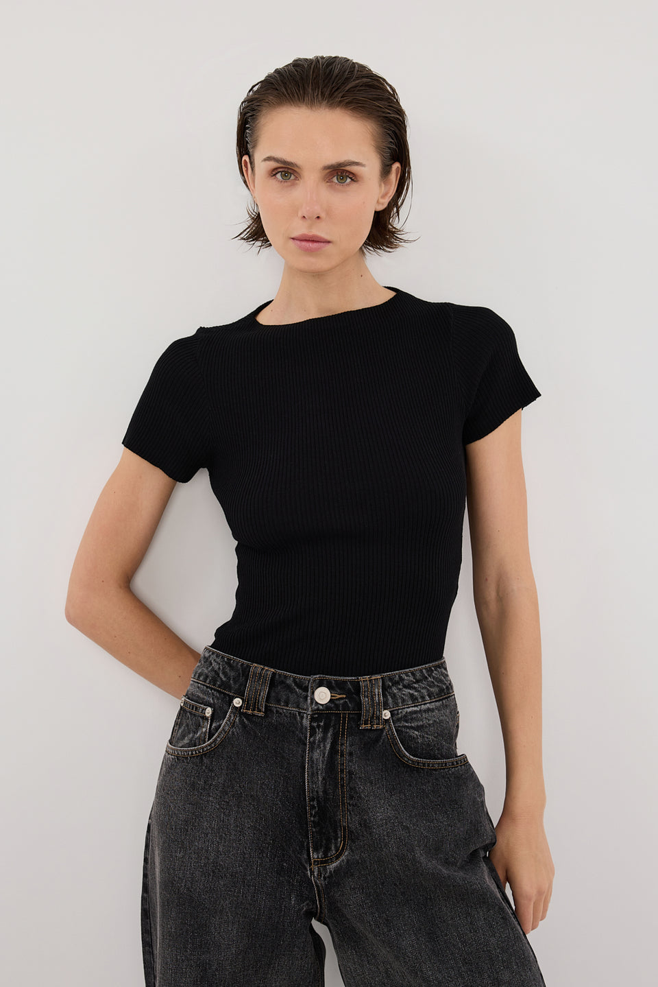 MAX BLACK BOAT NECK KNIT TOP Clothing DISSH Boutiques 
