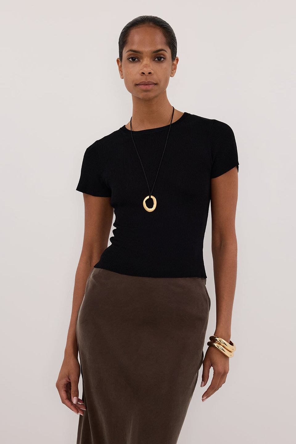 CLO BLACK RIBBED BABY TEE Clothing DISSH Boutiques 