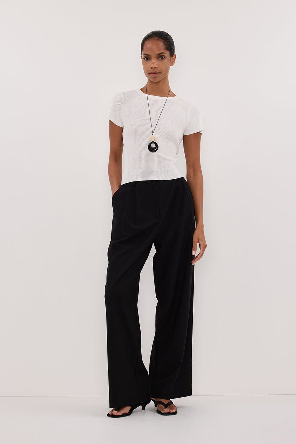 CLO WHITE RIBBED BABY TEE Clothing DISSH Boutiques XS WHITE 