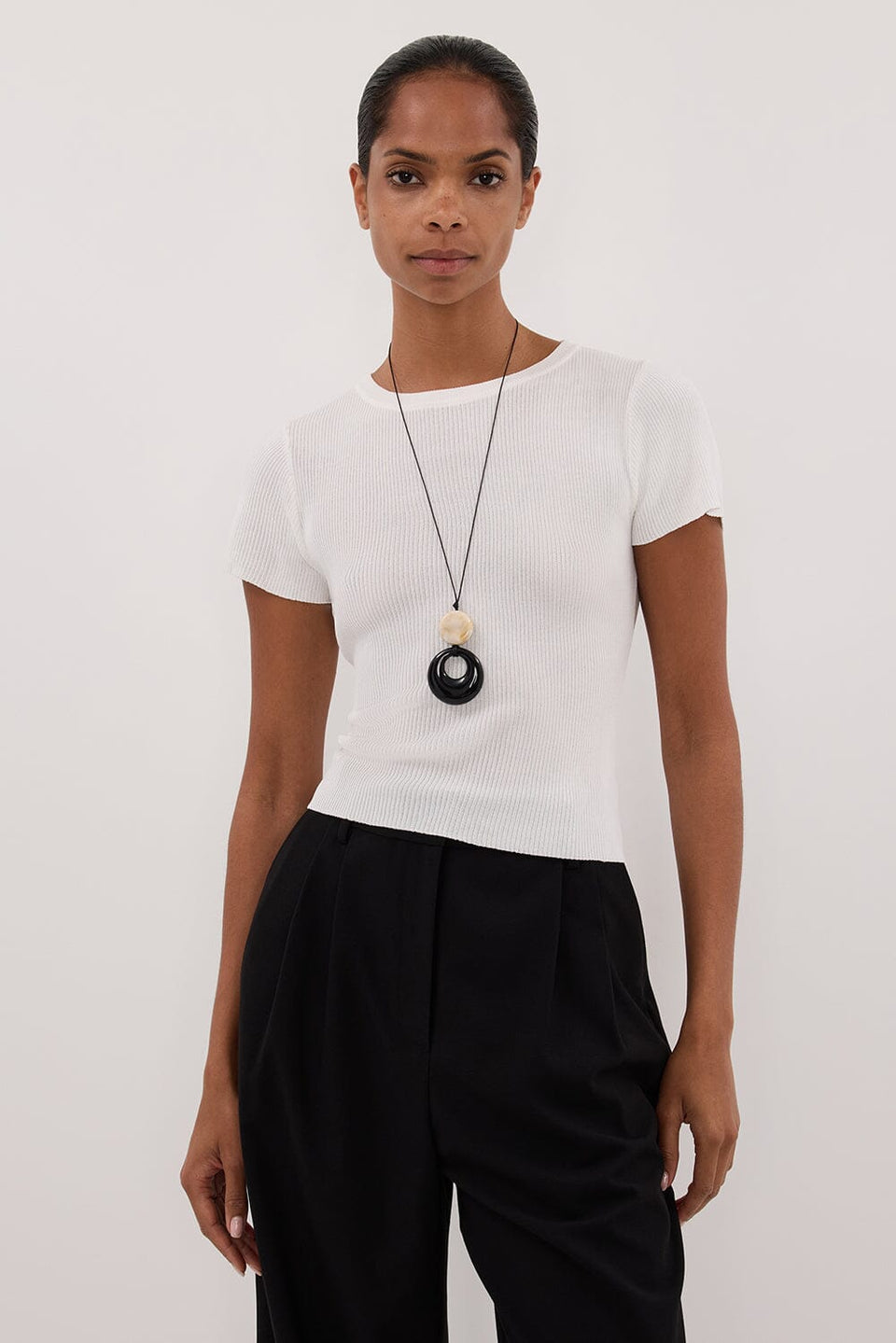 CLO WHITE RIBBED BABY TEE Clothing DISSH Boutiques 