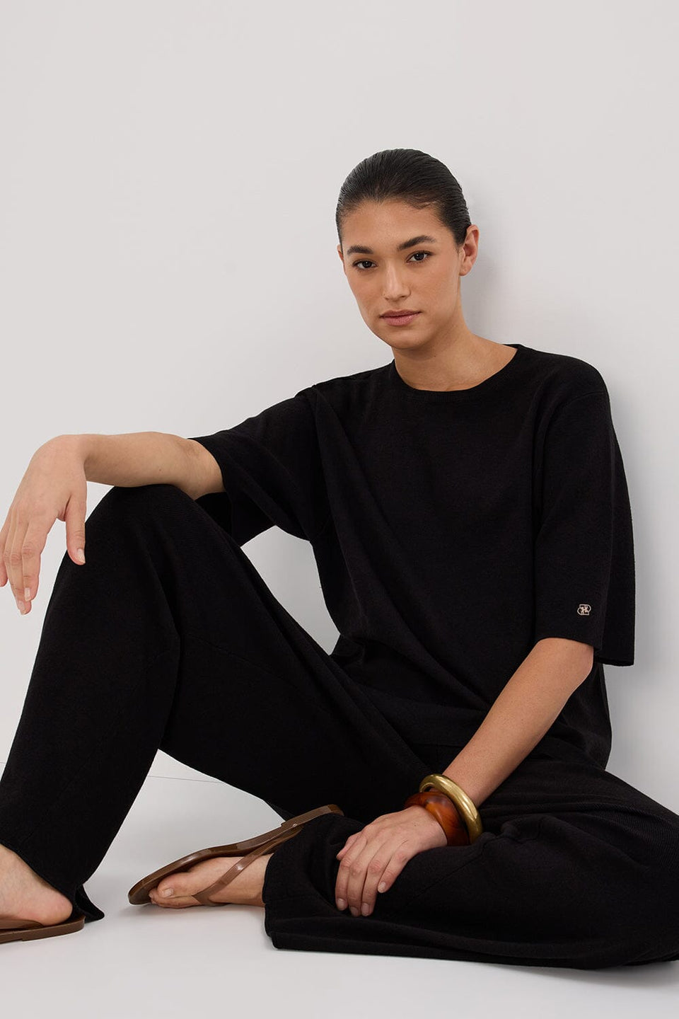 OLIVIA BLACK OVERSIZED KNIT TEE Clothing DISSH Boutiques 