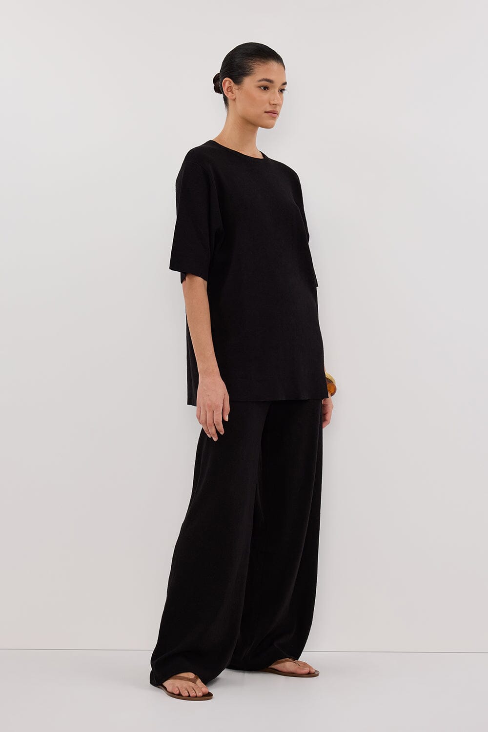 OLIVIA BLACK OVERSIZED KNIT TEE Clothing DISSH Boutiques 