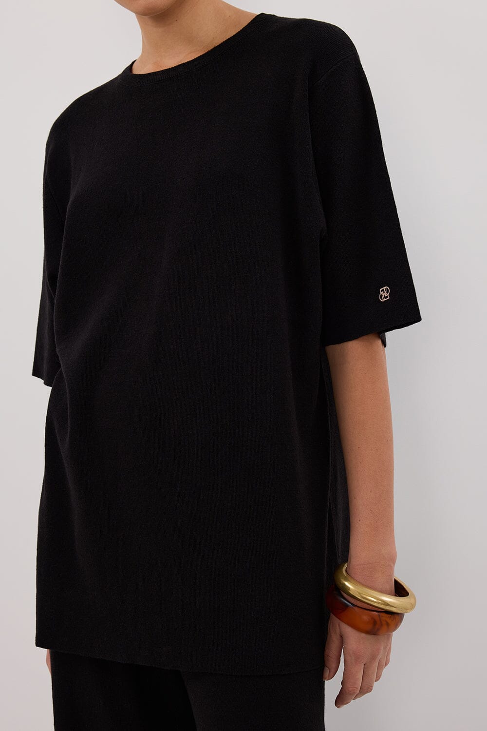OLIVIA BLACK OVERSIZED KNIT TEE Clothing DISSH Boutiques 