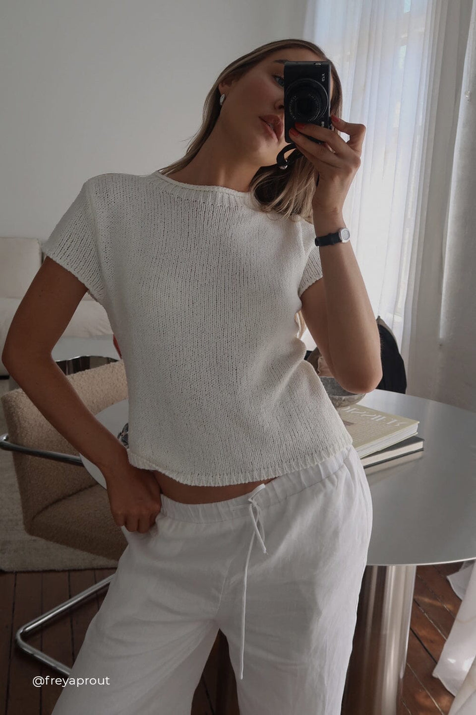 LEO OFF WHITE KNIT TOP Clothing DISSH Boutiques 