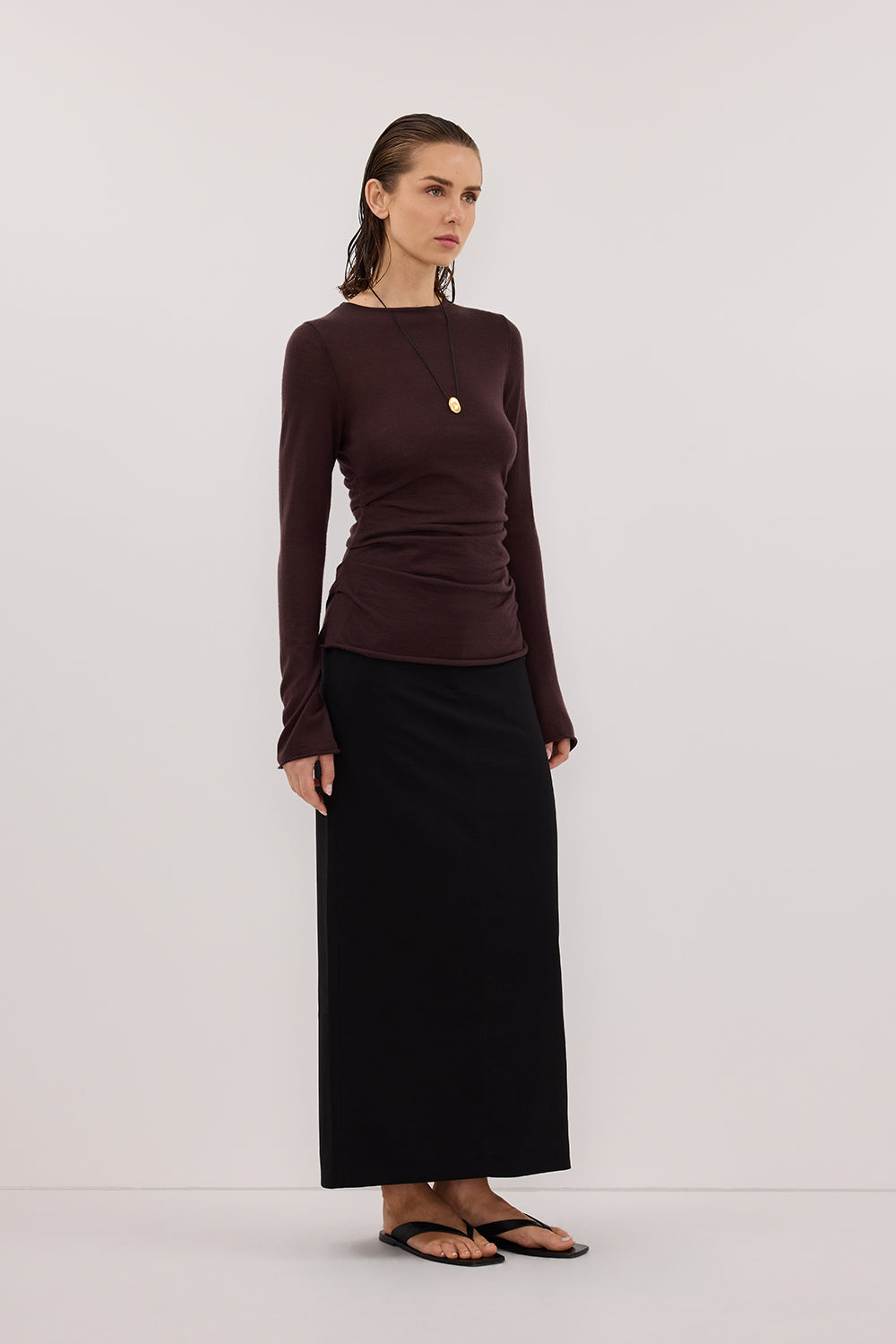 NICO BITTER CHOC MERINO KNIT TOP Clothing DISSH Boutiques 