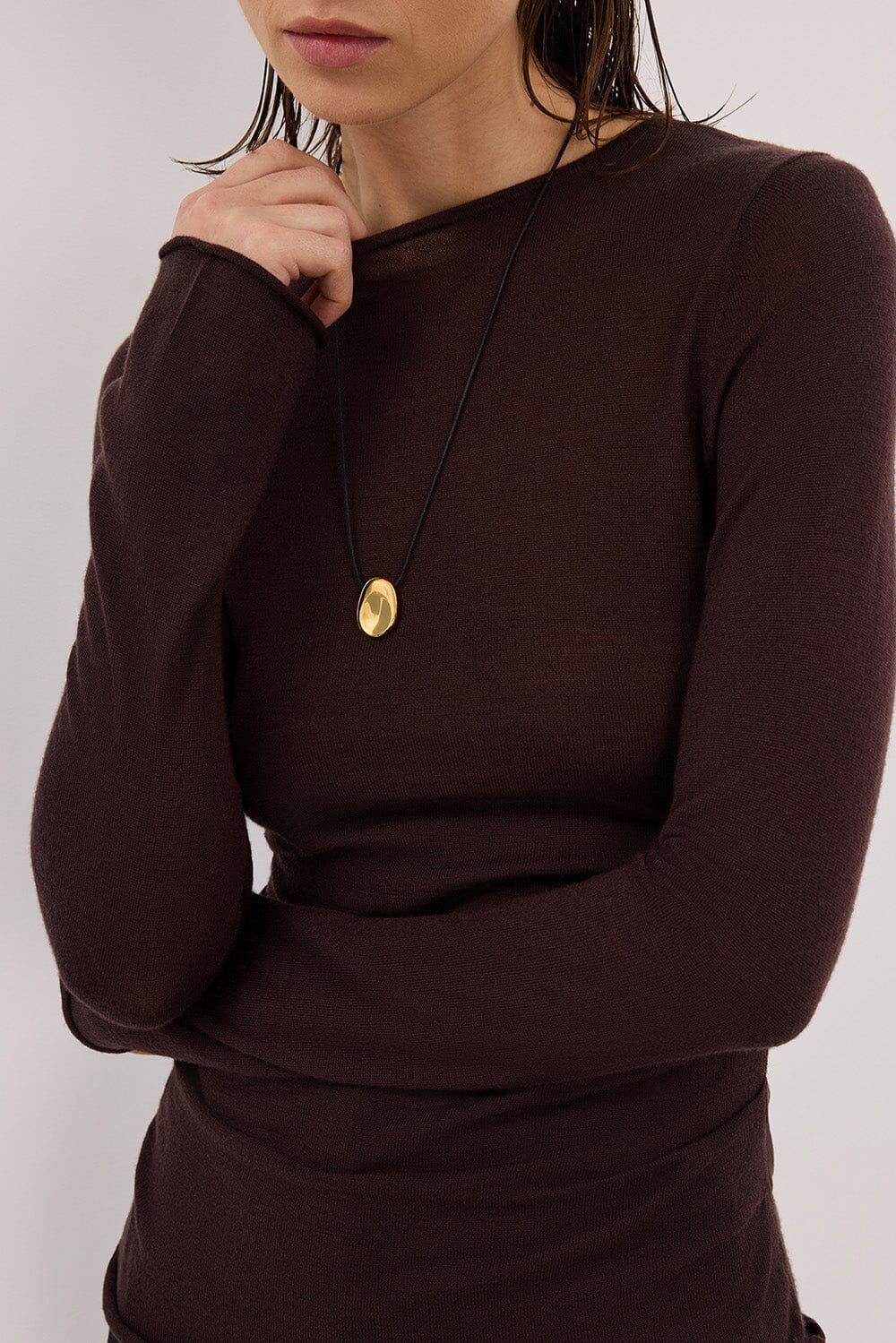 NICO BITTER CHOC MERINO KNIT TOP Clothing DISSH Boutiques 