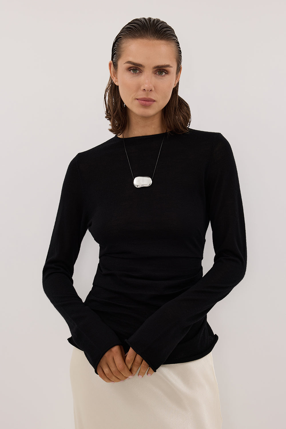 NICO BLACK MERINO KNIT TOP Clothing DISSH Boutiques 