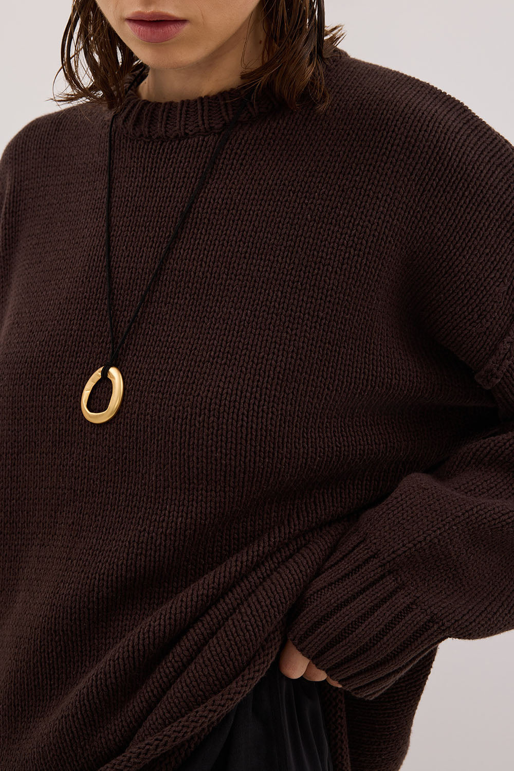 ROY CHOC LONGLINE KNIT JUMPER Clothing DISSH Boutiques 