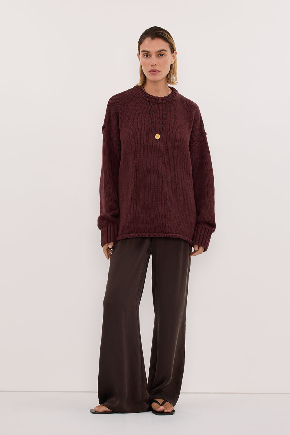 ROY WALNUT OVERSIZED LONGLINE KNIT JUMPER