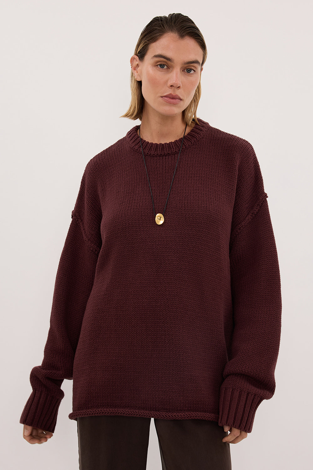 ROY WALNUT OVERSIZED LONGLINE KNIT JUMPER