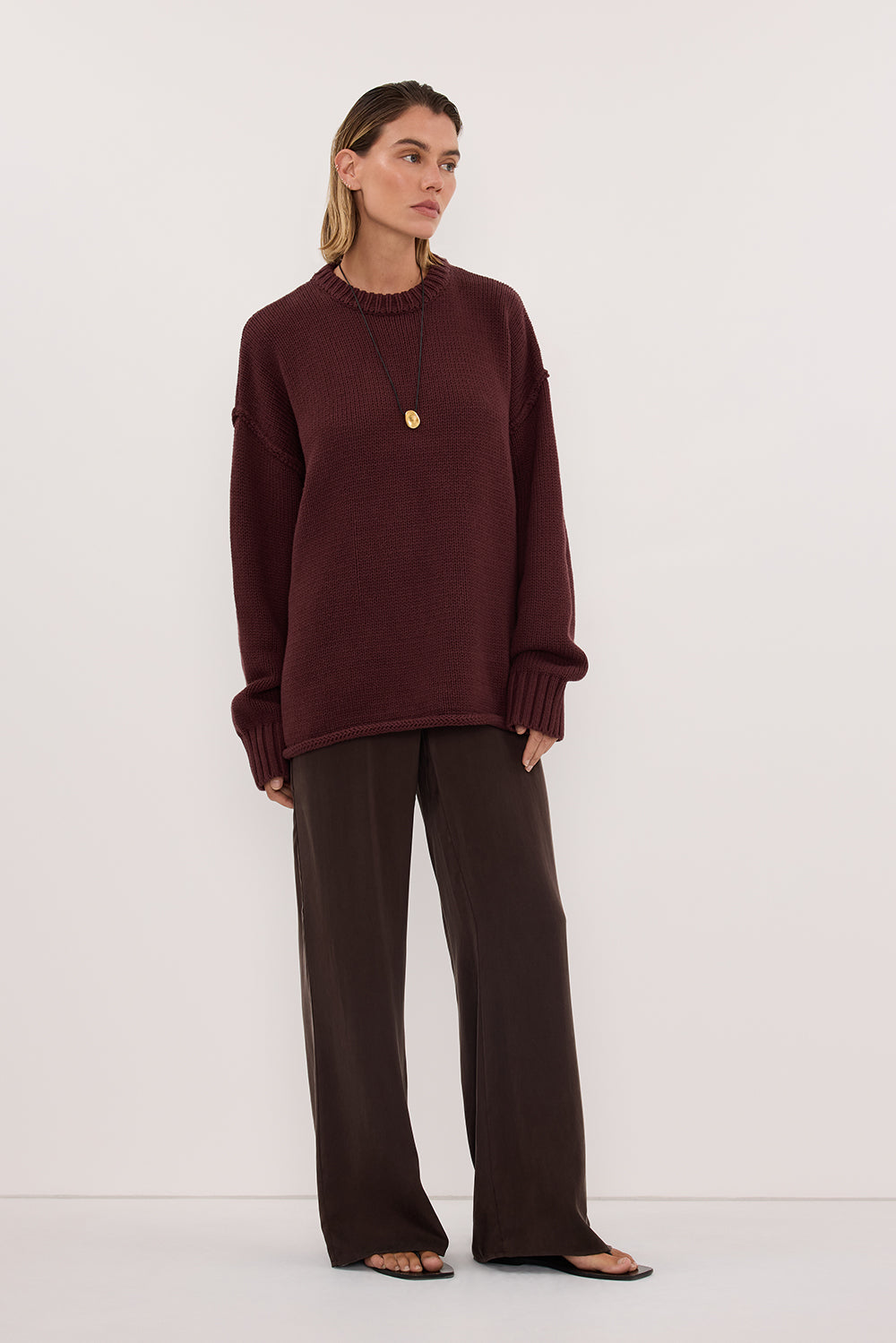 ROY WALNUT OVERSIZED LONGLINE KNIT JUMPER