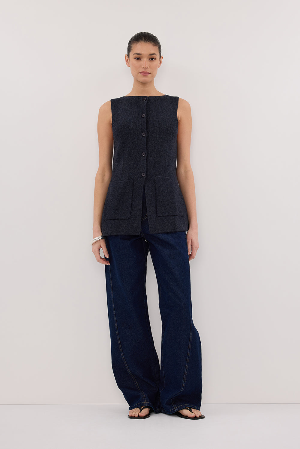 AVA INK LONGINE KNIT VEST Clothing DISSH Boutiques XS INK 