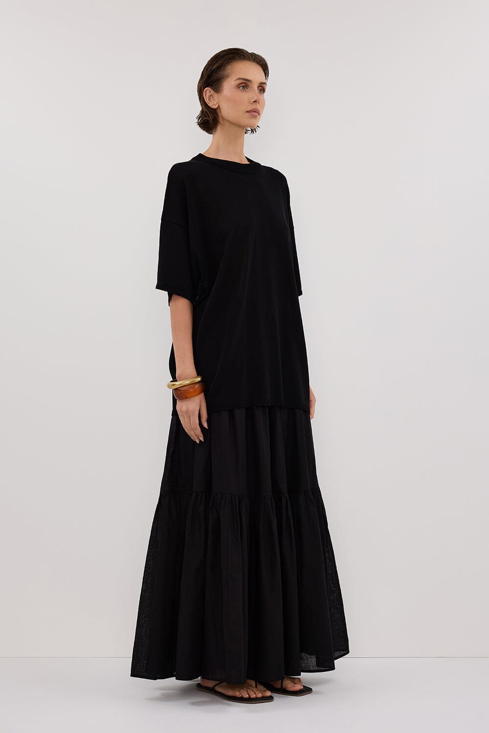 JACKI BLACK OVERSIZED KNIT TEE Clothing DISSH Boutiques 