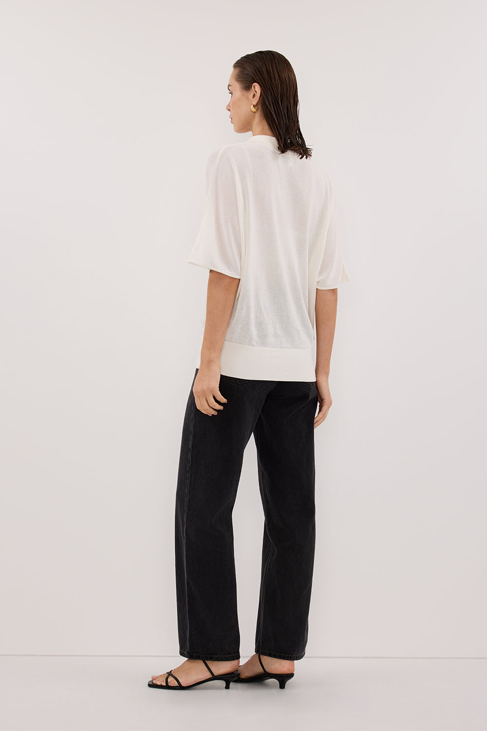 ELI CREAM POLO KNIT TOP Clothing DISSH Boutiques 