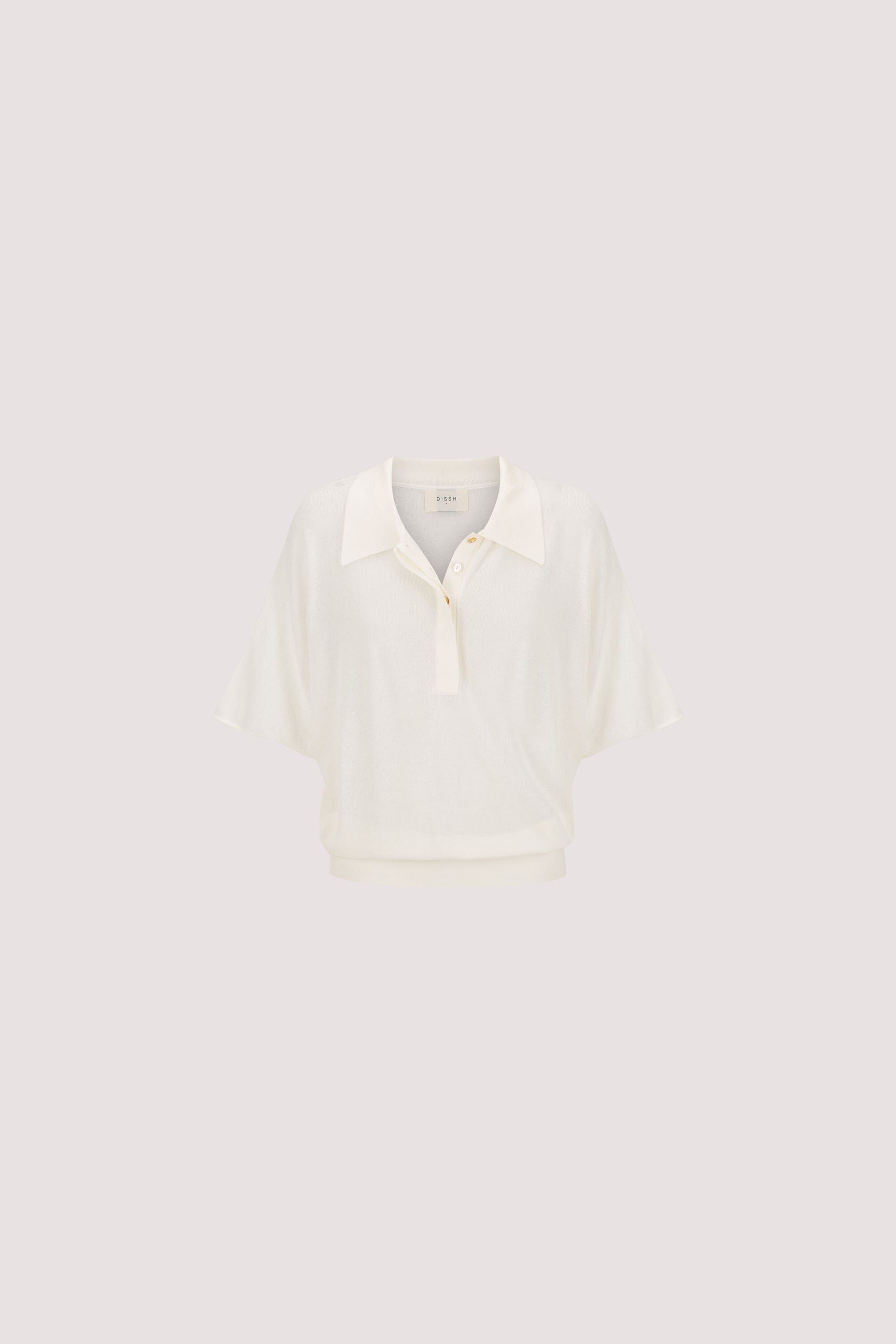 ELI CREAM POLO KNIT TOP