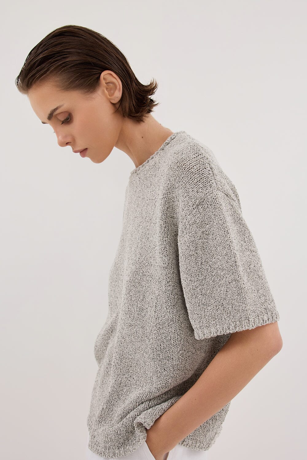 ERIN SILVER MARLE BOXY KNIT TEE Clothing DISSH Boutiques 