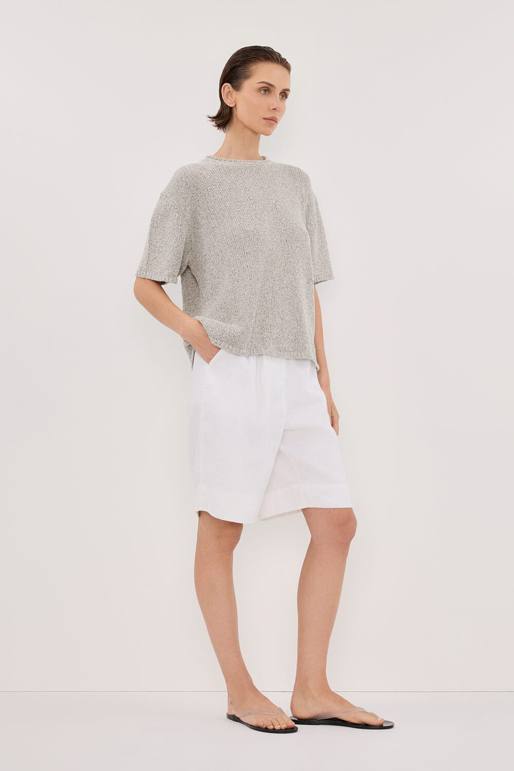 ERIN SILVER MARLE BOXY KNIT TEE Clothing DISSH Boutiques 