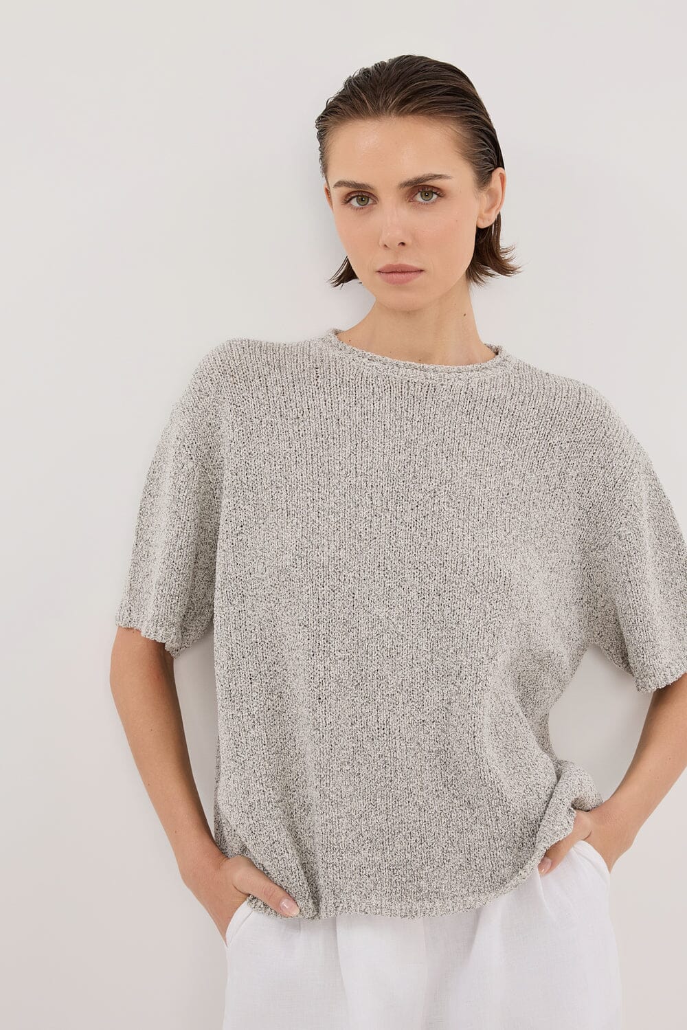 ERIN SILVER MARLE BOXY KNIT TEE Clothing DISSH Boutiques 