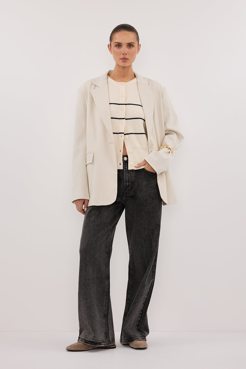 KATE CREAM STRIPE KNIT VEST Clothing DISSH Boutiques 