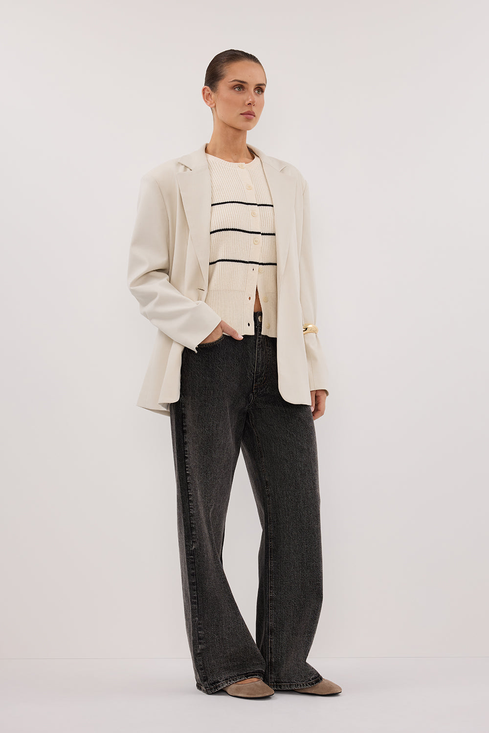 KATE CREAM STRIPE KNIT VEST Clothing DISSH Boutiques 