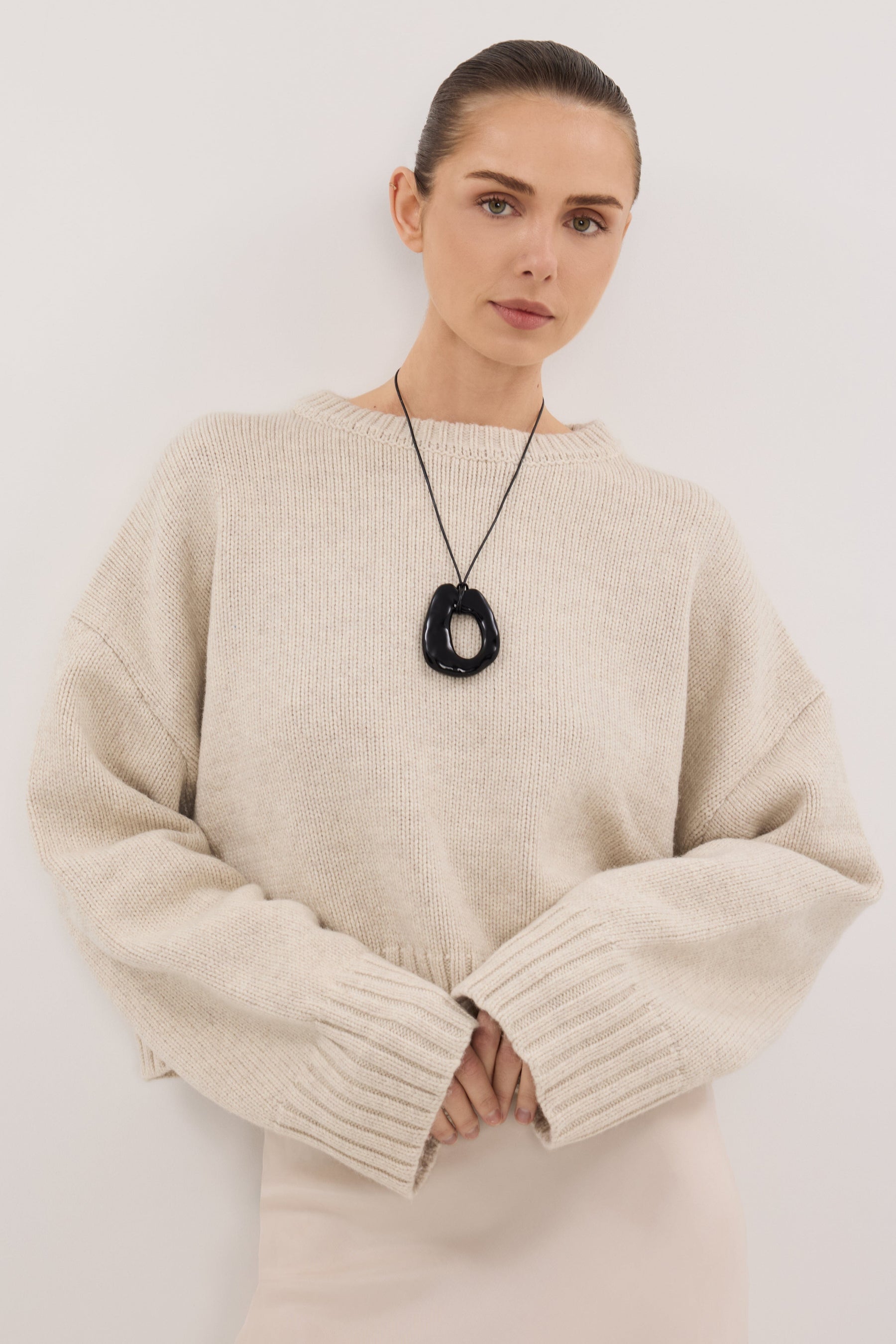 AMY CHALK CREW NECK KNIT JUMPER Clothing DISSH Boutiques 