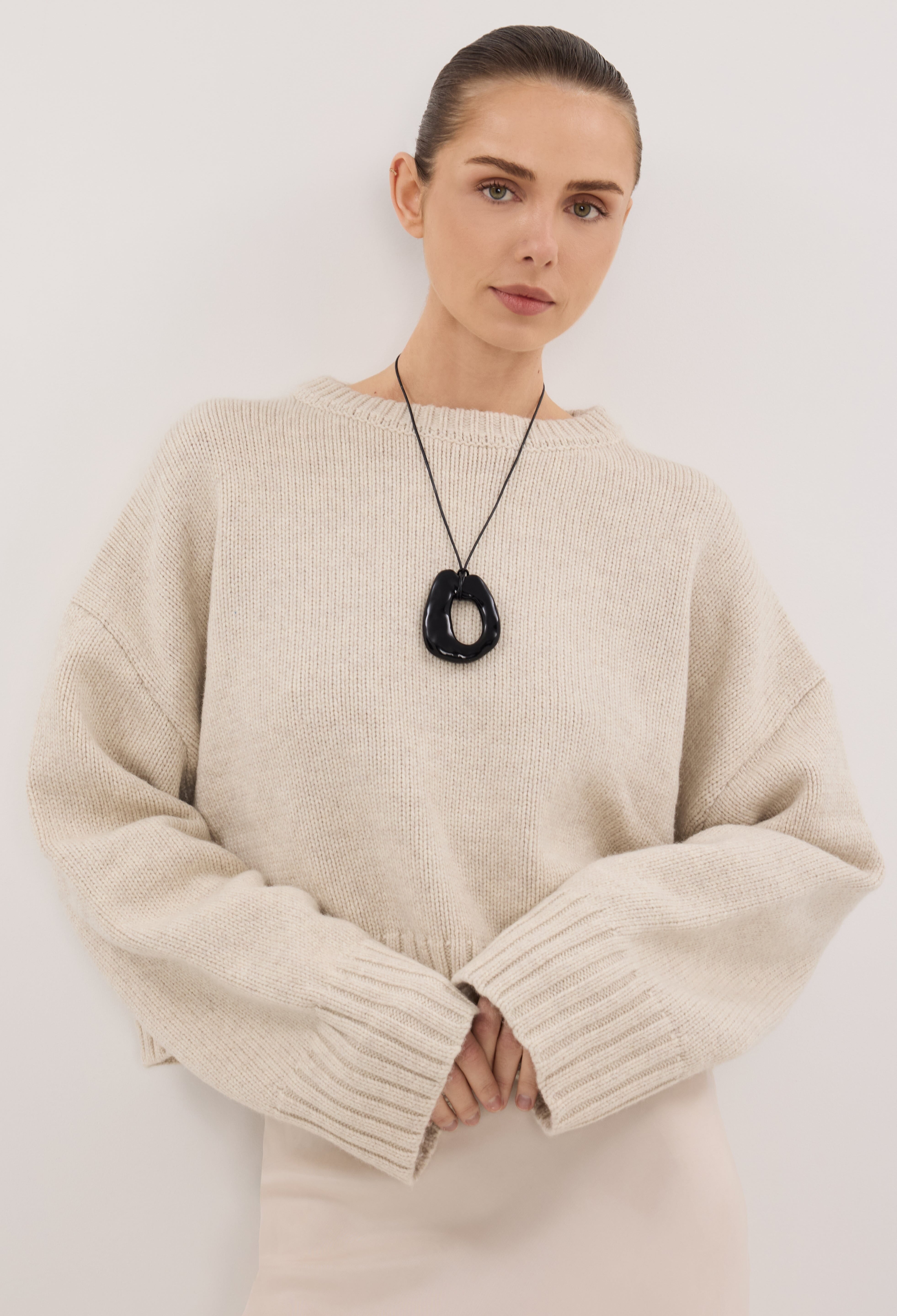 AMY CHALK CREW NECK KNIT JUMPER Clothing DISSH Boutiques 