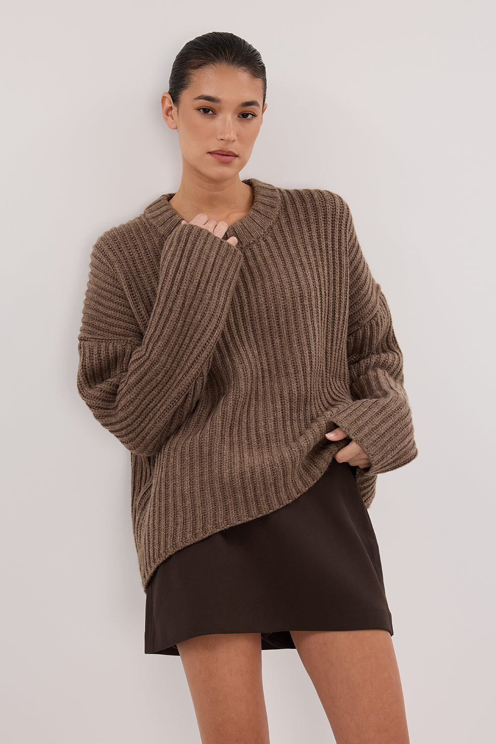 MARLEY CHOC MARLE KNIT JUMPER Clothing DISSH Boutiques 