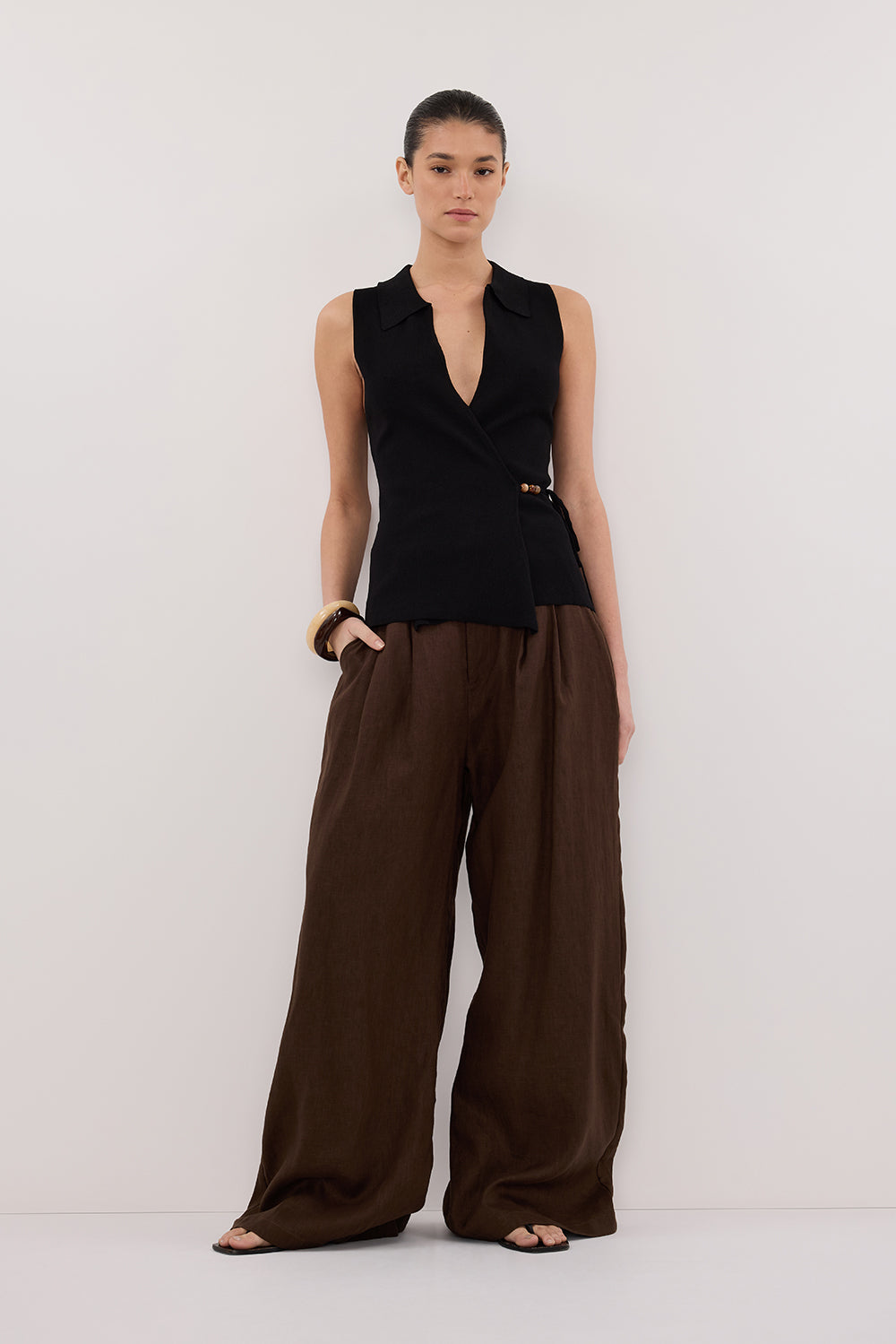 PAULA BLACK WRAP KNIT TOP Clothing DISSH Boutiques 