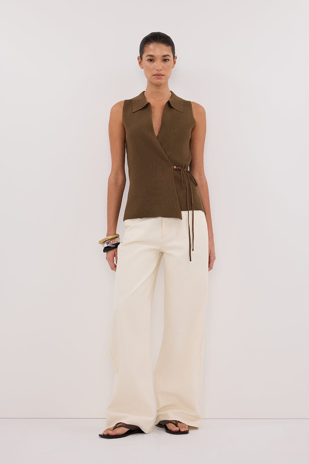 PAULA OLIVE WRAP KNIT TOP Clothing DISSH Boutiques 