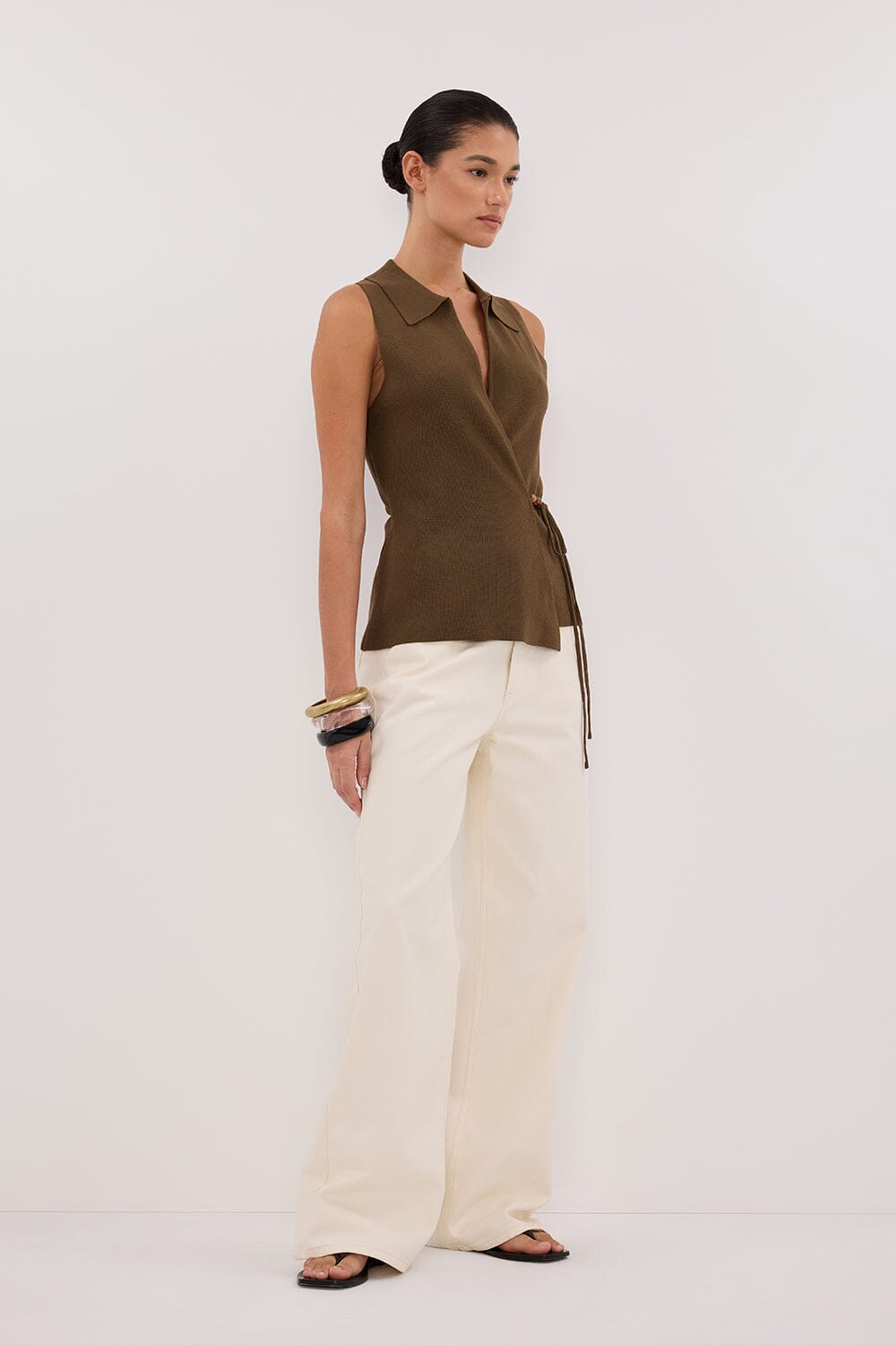 PAULA OLIVE WRAP KNIT TOP Clothing DISSH Boutiques 