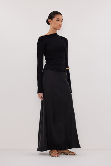 ARIEL BLACK SLEEVED KNIT TOP