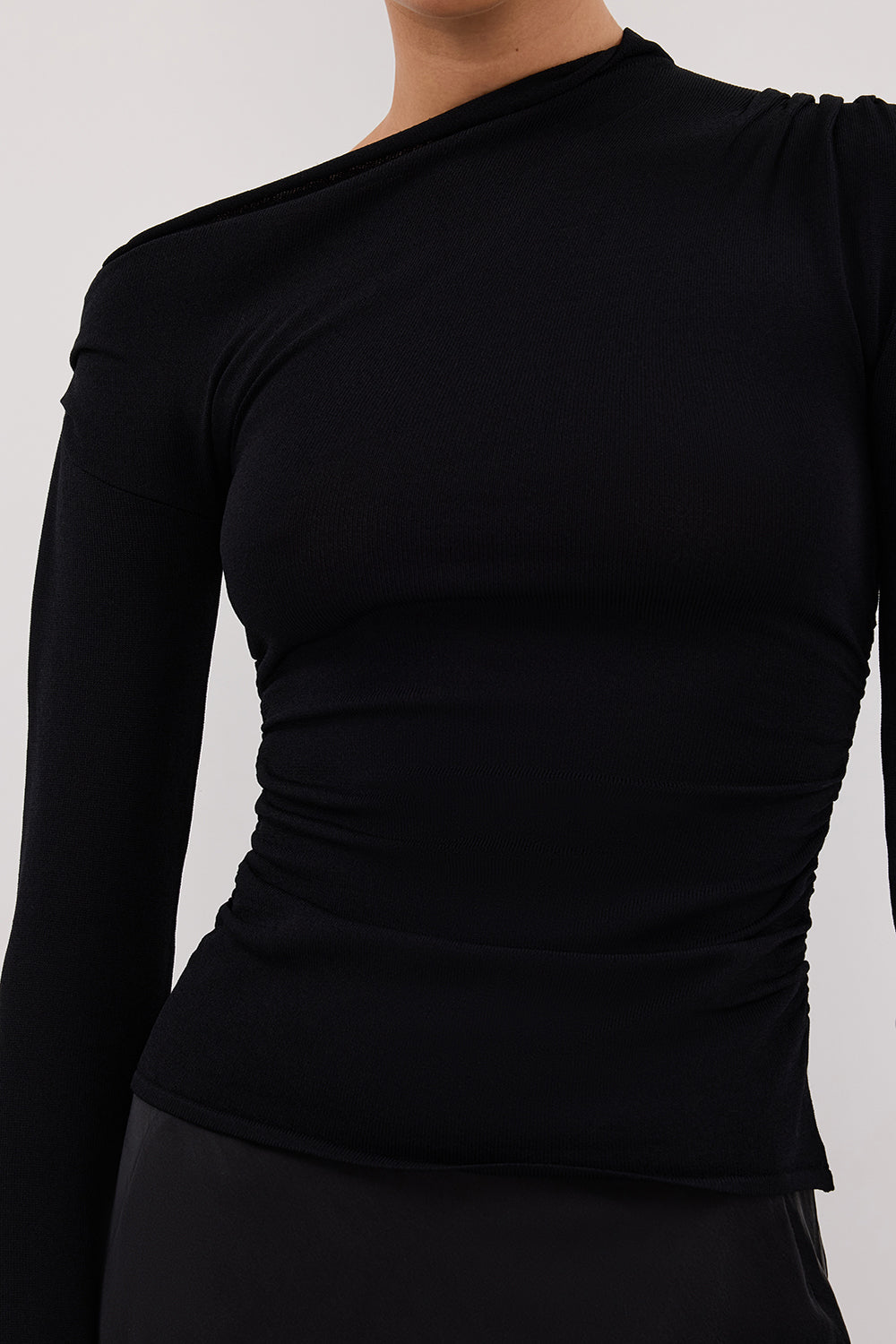 ARIEL BLACK SLEEVED KNIT TOP Clothing DISSH Boutiques 