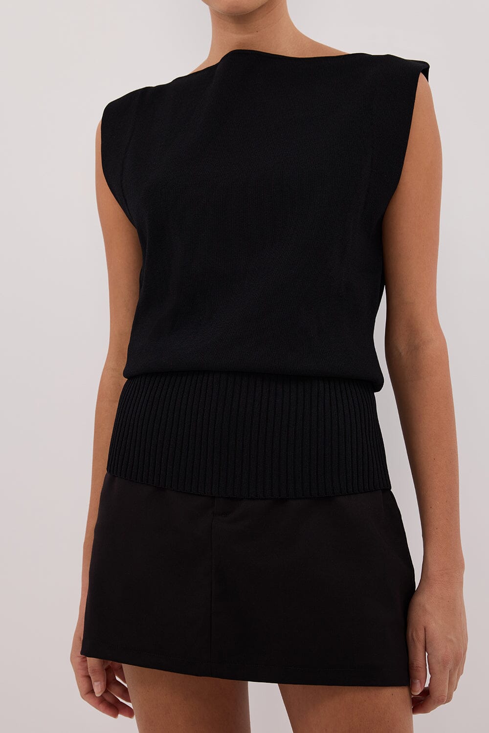 ELSA BLACK SLEEVELESS KNIT TOP Clothing DISSH Boutiques 