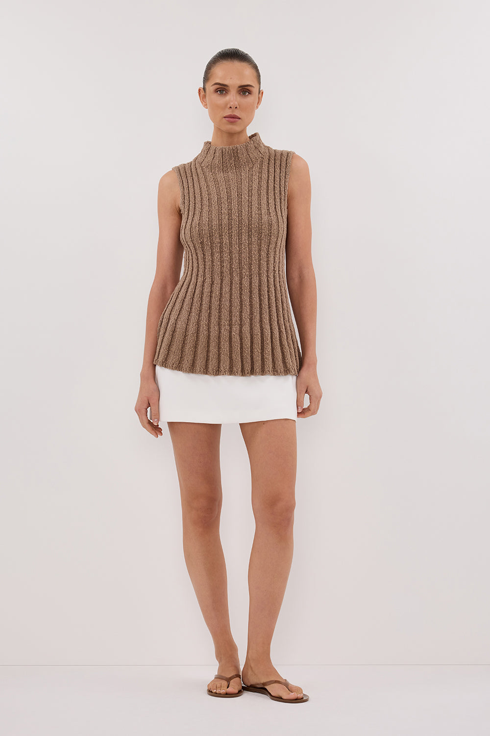 VERO TAN KNIT TOP Clothing DISSH Boutiques XXS TAN 