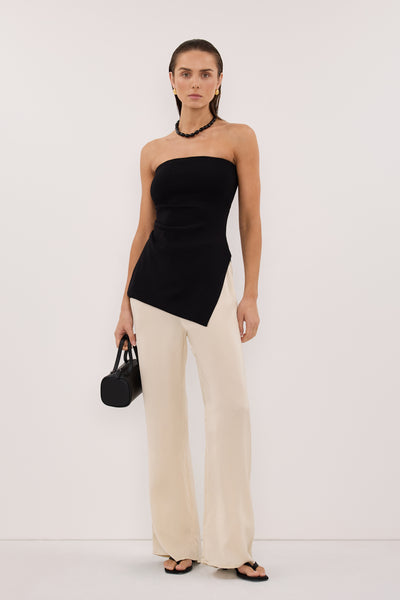 Stas wearing LUKE BLACK LONGLINE BANDEAU TOP