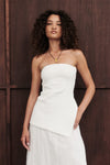 LUKE OFF WHITE LONGLINE BANDEAU TOP