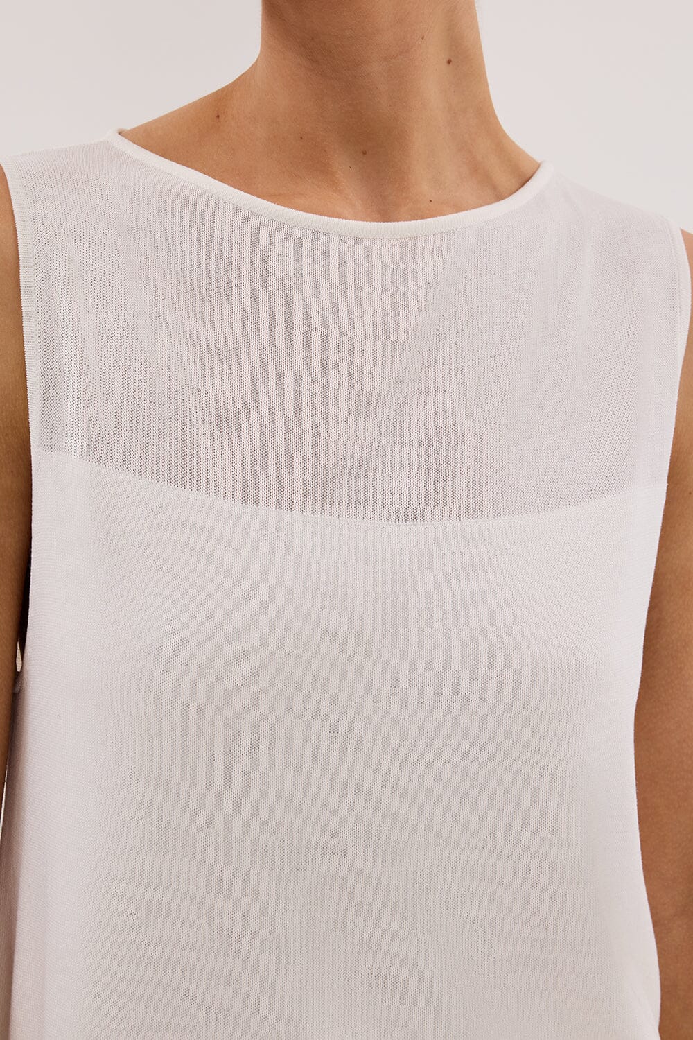 MIRA WHITE DOUBLE LAYER KNIT TOP Clothing DISSH Boutiques 