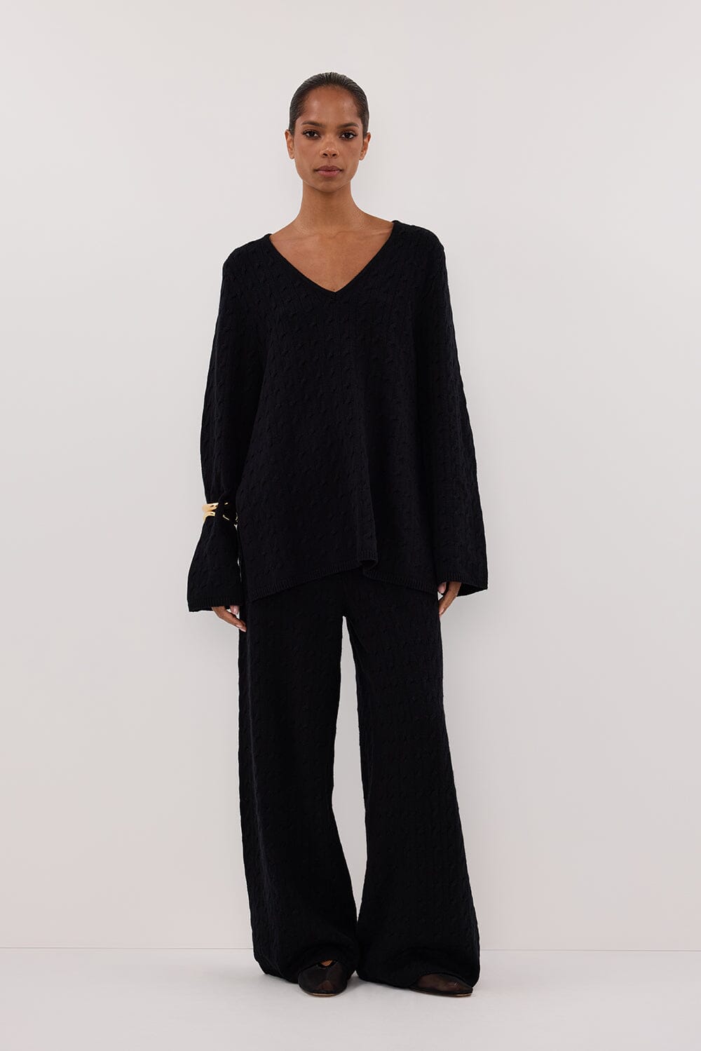 MAREN BLACK CABLE KNIT JUMPER Clothing DISSH Boutiques XS BLACK 