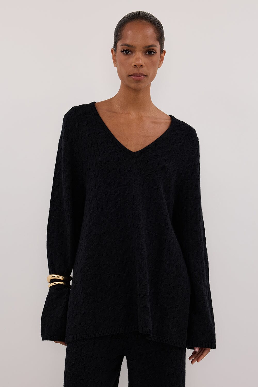 MAREN BLACK CABLE KNIT JUMPER Clothing DISSH Boutiques 