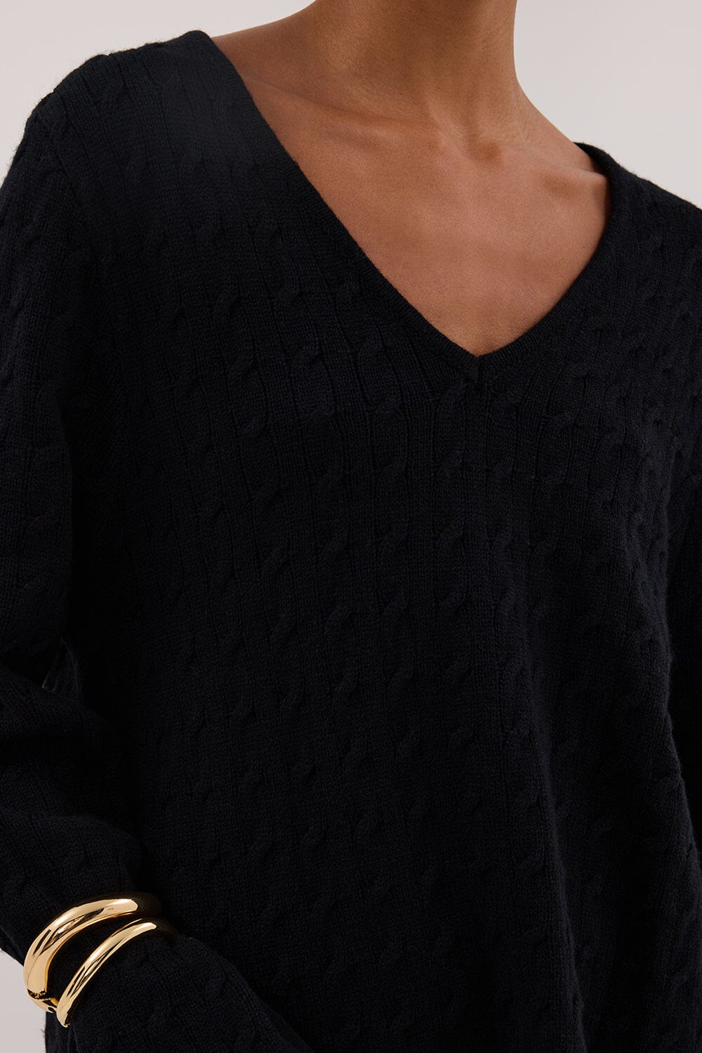 MAREN BLACK CABLE KNIT JUMPER Clothing DISSH Boutiques 
