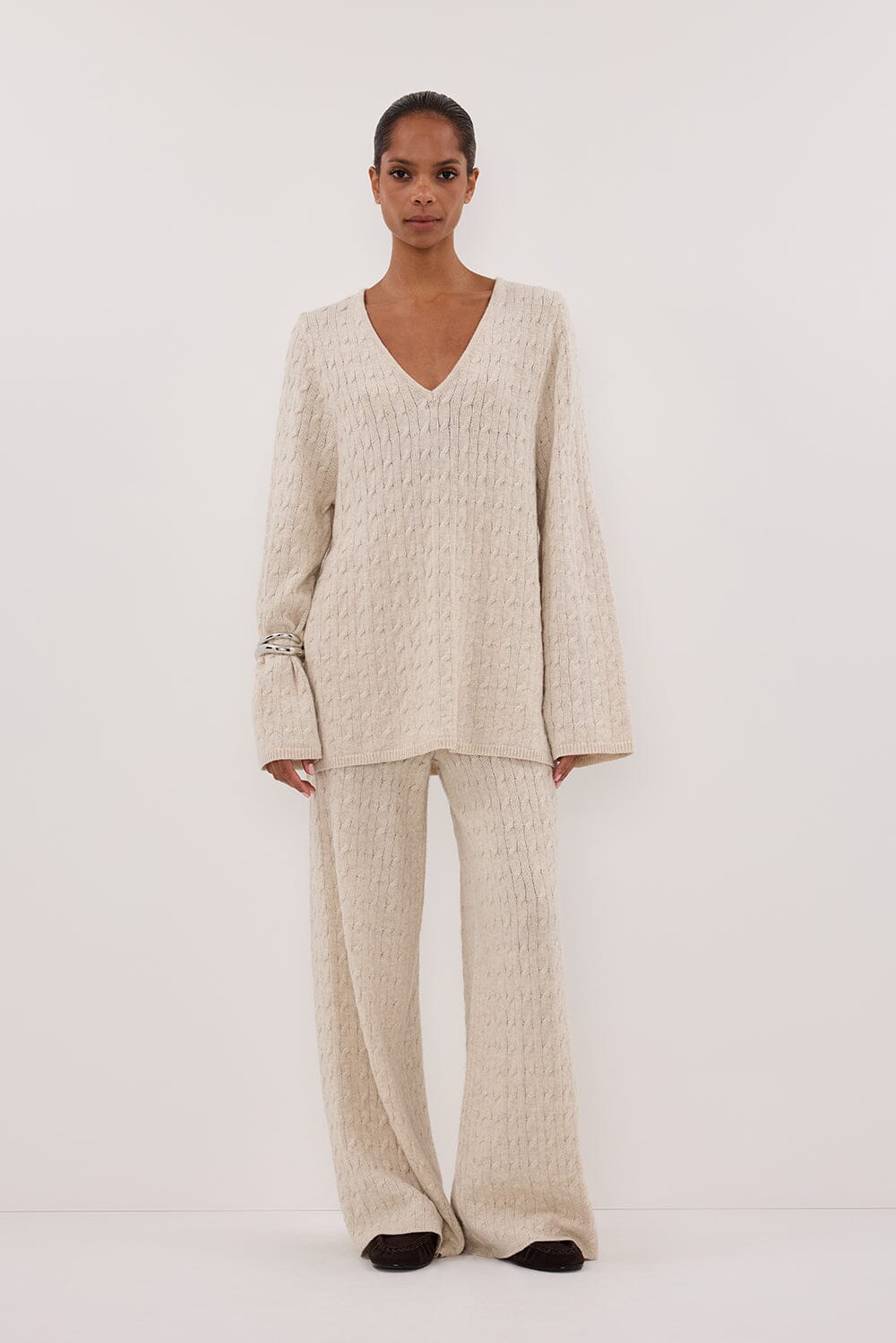 MAREN CHALK CABLE KNIT JUMPER Clothing DISSH Boutiques 